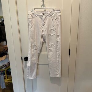 Tribal Ladies Denim Jeans.  Cut-Out Patches. Size 10, White, Waist 17”
